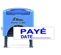 Payé Avec Date Pré Encre Personnalisé Tampon En Caoutchouc Auto-Encreur Plastique Brillant S-842 Bleu 14 X 38 Mm