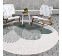 payé Tapis d'intérieur et d'extérieur - Vert crème - 120 x 120 cm - Rond - Réversible - Motif abstrait - Résistant aux intempéries - Pour balcon, terrasse, intérieur salon, cuisine