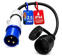 paymali Câble adaptateur CEE mâle vers prise de terre IP44 protégé contre les projections d'eau I H07RN-F 3G1,5 / 16 A pour camping, caravane, etc