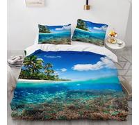 Paysage De Plage Housse Couette X Cm Polyester-Coton Parure Lit Moelleux Housse De Couette Personnes Avec Deux Taies D'oreiller X Cm