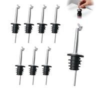 PaYuanRaoTi 8PCS Becs Verseurs Rapides, Bec Verseur en Acier Inoxydable avec Clapet pour Bouteilles Bouchon V-erseur Huile D Olive B-EC V-erseur Alcool Bec V-erseur Huile Accessoire Cuisine Et Bar