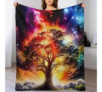 PAZZK Arbre de Vie Cosmique Couverture pour Enfants Adultes - Couverture Lourde, Flannel, Couverture Super Douce Et Moelleuse - Respirante, Hypoallergénique, pour Lit Ou Canapé（130×150cm）