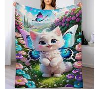 PAZZK Chat Plaid Couverture Quatre Saison Couverture De Lit Flannel Douce Et Chaude Jeté De Canapé Rides Résistantes/Anti-décoloration（100×130cm）