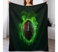 PAZZK Couverture Moelleuse avec Motif De Le Rugby - - Couverture Polaire Douce Flannel - Couverture De Canapé Chaude - Convient À Toutes Les Saisons（180×200cm）