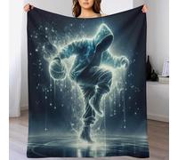 PAZZK Couverture Plaid Couverture Chaude Confortable en Flannel Molleton De Flanelle Motif Basket-Ball, Couverture en Toute Saison pour Lit（150×200cm）