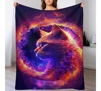 PAZZK Couverture Plaid Psychedelic Chat, Très Doux, Douillette, Moelleux, Chaud, Couverture Polaire en Flannel pour Canapé, Chambre, Voyage, （130×150cm）