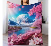 PAZZK Couverture Polaire Cerisier Japon Art pour Le Canapé, Le Lit, Le Voyage en Plein Air, Couverture Moelleuse Et Duveteuse en Flannel pour Toutes Les Saisons,（140×180cm）
