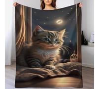 PAZZK Couverture Polaire Chat, Couverture en Flannel Épaisse Couche Douce Et Confortable - Couverture Lit, Plaid Canape, Couvre - Chaud, Confortable, Durable（130×150cm）