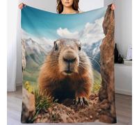 PAZZK Couverture Polaire Marmotte pour Le Canapé, Le Lit, Le Voyage en Plein Air, Couverture Moelleuse Et Duveteuse en Flannel pour Toutes Les Saisons,（150×200cm）