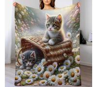 PAZZK Couvre-lit Chat, Couverture en Flannel, Couverture De Balcon, Le Camping & La Maison, Couverture De Canapé Salon, Couverture Super Douce Et Moelleuse（100×130cm）