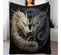 PAZZK Dragon Plaid Canape Couverture Polaire Flannel Tapis Douillet Couverture De Luxe À Chaud À Jet Polaire Lavable À La Machine Facile À Manipuler（130×150cm）