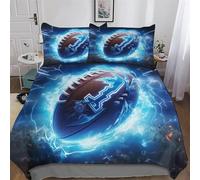 PAZZK Le Rugby Housse De Couette avec Taies d'oreiller 3 Pièces - Parure De Lit - Ensembles De Housses De Couette en Microfibre Hypoallergénique Douce King (220x240cm)
