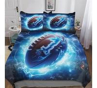 PAZZK Le Rugby Motif Housse De Couette 3 Pièces Ultra Douce Microfibre Coton Housse Couette, pour Quatre Saisons Parure De Lit, avec Taie d'oreiller Assortie, Double (200x200cm)