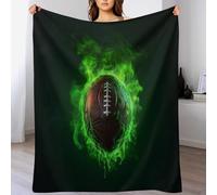 PAZZK Le Rugby Plaid Couverture Polaire, Couverture en Flanelle Flannel Imprimée, Couverture Confortable Douce pour Lit, Sofa Et Canapé-Lit（130×150cm）