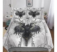 PAZZK Mythe Viking Housse De Couette avec Taie d'oreiller Parure De Lit Microfibre Coton Set Housse De Couette 3 Pièces Douce Confortable Enfants Adultes Double (200x200cm)