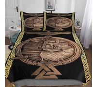 PAZZK Mythe Viking Housse De Couette avec Taies d'oreiller 3 Pièces Housse De Couette Microfibreavec Fermeture Éclair Parure De Lit pour Adultes Et Adolescents King (220x240cm)