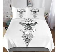 PAZZK Mythe Viking Housse De Couette avec Taies d'oreiller 3 Pièces Housse De Couette Microfibreavec Fermeture Éclair Parure De Lit pour Adultes Et Adolescents Double (200x200cm)