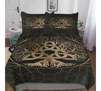PAZZK Mythe Viking Motif Parure De Lit 2 Pièces avec Fermeture Eclair avec Taie d'oreiller 3D Douce Microfibre Coton Housse De Couette pour Enfants Adultes Single (135x200cm)