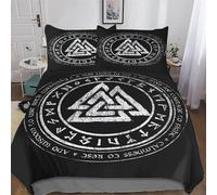 PAZZK Mythe Viking Parure De Lit 3 Pièces 3D Motif Housse De Couette avec Taie d'oreiller avec Fermeture Éclair Microfibre Douce Hypoallergique pour Enfants Adultes King (220x240cm)