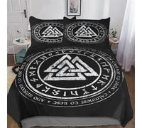 PAZZK Mythe Viking Parure De Lit 3 Pièces 3D Motif Housse De Couette avec Taie d'oreiller avec Fermeture Éclair Microfibre Douce Hypoallergique pour Enfants Adultes Double (200x200cm)