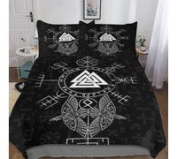 PAZZK Mythe Viking Parure De Lit 3 Pièces Motif Impression 3D Housse De Couette en Microfibre Hypoallergique avec Fermeture Éclair pour Enfants Et Adolescents King (220x240cm)
