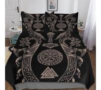 PAZZK Mythe Viking Parure De Lit pour Enfants Adultes Hypoallergique Housse De Couette Et Taies d'oreiller 3 Pièces Douce Microfibre Coton Housse De Couette King (220x240cm)