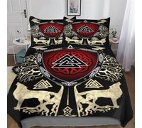 PAZZK Mythe Viking Parure De Lit pour Enfants Adultes Hypoallergique Housse De Couette Et Taies d'oreiller 3 Pièces Douce Microfibre Coton Housse De Couette Double (200x200cm)