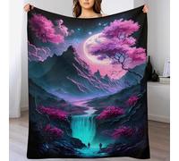 PAZZK Polaire De Flannel Moelleuse Et Couverture Art du Japon en Fleurs de Cerisier, Super Confortable, Douce Et Chaude, pour Chambre À Coucher, Canapé, Jardin, Camping（180×200cm）