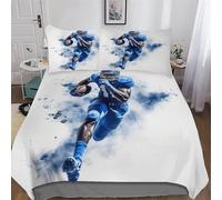 PAZZK Sport de Rugby Sets Housse De Couette avec Taies d'oreiller, 3D Imprimé Microfibre Literie 3 Pièces Parure De Lit Linge De Lit avec Fermeture Éclair King (220x240cm)