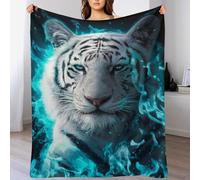PAZZK Tigre Blanc Plaid Couverture Polaire, Couverture en Peluche en Toute Saison Légère Chaude Super Douce Moelleuse pour Lit Et Canapé-lit （180×200cm）