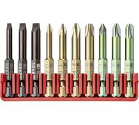 PB Swiss Tools BitBlock avec 10 embouts cruciformes à fente Pozidriv PB E6.701 | 100 % fabriqué en Suisse | Jeu d'embouts pratiques pour les applications standard dans l'industrie et l'artisanat