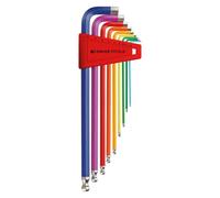 Jeu de tournevis d'angle dans support plastique 9 pièces 1,5-10mm Rainbow à tête sphérique PB Swiss Tools