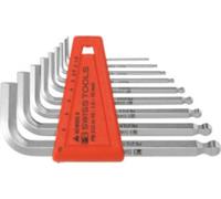 PB Swiss Tools Jeu de tournevis coudés hexagonaux, à tête sphérique, chromés, 9 pièces