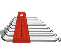 PB Swiss Tools Jeu de tournevis coudés hexagonaux, avec tête sphérique et branche courte, chromés, 9 pièces