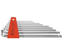 PB Swiss Tools Jeu de tournevis coudés hexagonaux, longs, à tête sphérique et branche courte, chromés, 9 pièces