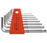 PB Swiss Tools Jeu de tournevis hexagonaux coudés, avec tête sphérique, chromés, 8 pièces