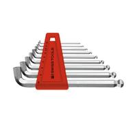 PB Swiss Tools Jeu de tournevis coudés hexagonaux, avec tête sphérique et branche courte, chromés, 9 pièces