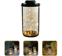 PB-Versand Lanterne solaire LED / cylindre - Lampe solaire en verre avec guirlande lumineuse LED blanc chaud avec batterie - Lampe de jardin solaire