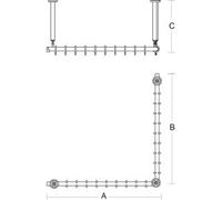 pba 01 Barre de douche AS 1200X1200X440mm en nylon