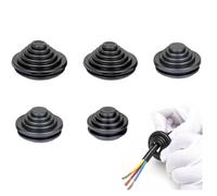 PBAHAUP 60 Pcs Œillets En Caoutchouc, Passe Fil Caoutchouc Pour Trous, Oeillet Passe Cable En Forme De Tour Pour Joints De Câblage Plomberie Voiture Bateau, 10 Mm/16Mm/20 Mm/25 Mm/30 Mm (Noir)