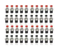 PBS-110 Lot de 40 boutons poussoirs momentanés (20 rouges + 20 noirs) | Interrupteur SPST ON/OFF 12 V pour voiture, bateau et électronique | Design robuste avec 2 broches