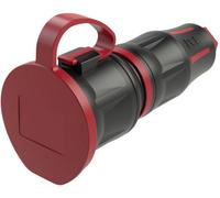 PC Electric 24711-src Fiche électrique femelle avec terre caoutchouc, PA6 250 V noir, rouge IP54