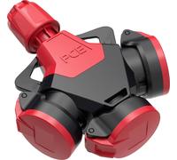 PC Electric 253832-sr Adaptateur triple caoutchouc avec affichage de tension 250 V rouge IP54