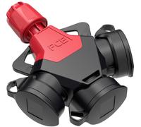 PC Electric 253841-sr Adaptateur triple Tout caoutchouc avec affichage de tension 250 V rouge IP54
