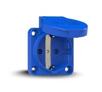 PC Electric PCE1050B Prise Encastrable 50x50 IP54 - Prise de Terre Bleue | Système 16A 3p 250V, Bride de Fixation 50x50 mm, Protection Étanche IP54, Prise de Courant pour Montage à Encastrer