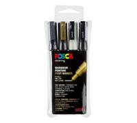 [PC3M/4A ASS09] Posca Set Lot de 4 Marqueurs PC3M Pointe conique fine Noir - ...