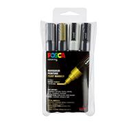 [PC5M/4A ASS09] Posca Set de 4 Marqueurs PC5M Pointe conique moyenne Blanc - ...