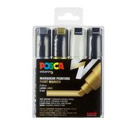 [PC8K/4A ASS09] Posca Set de 4 Marqueurs PC8K pointe large biseautée Noir - B...