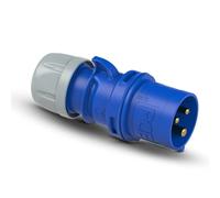 PCE 013-6 Shark Fiche CEE 16A 3P 230V IP44 - Connecteur Camping Bleue | Prise de courant CEE industrielle male en plastique PA6, bornes a vis, boitier resistant IK09 pour caravane et exterieur