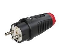 PCE 0521-sr Fiche électrique mâle avec terre caoutchouc, Thermoplastique 250 V noir, rouge IP54